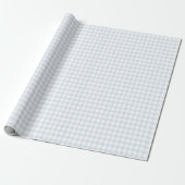 Klein Hart Blauw Gingham Teddybeer Baby Shower Cadeaupapier (Uitgerold)