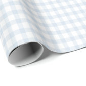 Klein Hart Blauw Gingham Teddybeer Baby Shower Cadeaupapier (Rol Hoek)
