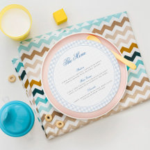 Klein Hart Blauw Gingham Teddybeer Baby Shower