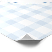 Klein Hart Blauw Gingham Teddybeer Baby Shower Poster (Hoek)