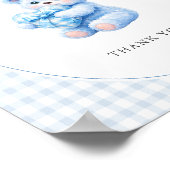 Klein Hart Blauw Gingham Teddybeer Baby Shower Poster (Hoek)