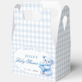 Klein Hart Blauw Gingham Teddybeer Babyshower Bedankdoosjes (Open)
