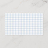 Klein Hart Blauw Gingham Teddybeer Babyshower Informatiekaartje (Achterkant)