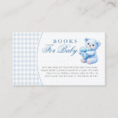 Klein Hart Blauw Gingham Teddybeer Babyshower Informatiekaartje (Voorkant)