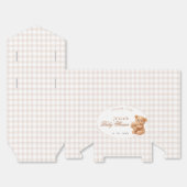 Klein Hart Bruine Gingham Teddybeer Baby Shower Bedankdoosjes (Ongevouwen)