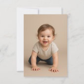 Klein Hart Bruine Gingham Teddybeer Baby Shower Kaart (Achterkant)