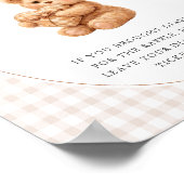 Klein Hart Bruine Gingham Teddybeer Baby Shower Poster (Hoek)