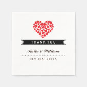 Klein hart en rood liefdespapier, ter bruiloft servetten (Voorkant)