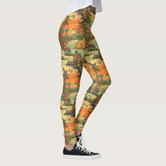 Klein Hawaïaans Landschap Groen Leggings