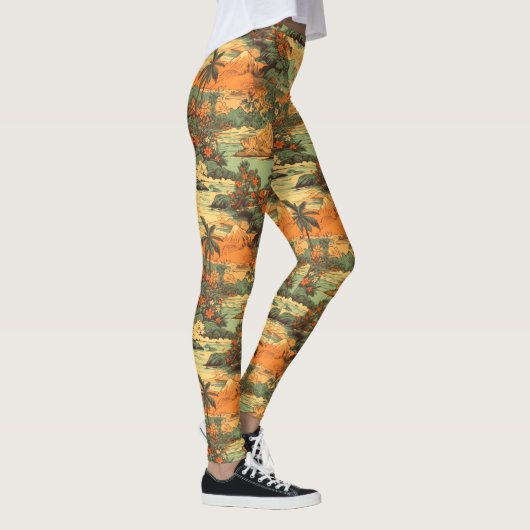 Klein Hawaïaans Landschap Groen Leggings (Rechts)