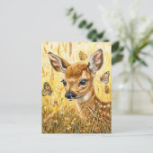 Klein hertje in insectenrijke weide briefkaart (Staand voorkant)