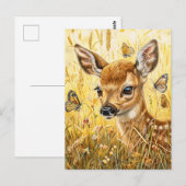 Klein hertje in insectenrijke weide briefkaart (Voorkant / Achterkant)