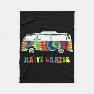 Klein Hippie Vintage Bus Schattig Tie Dyed Camper Fleece Deken
