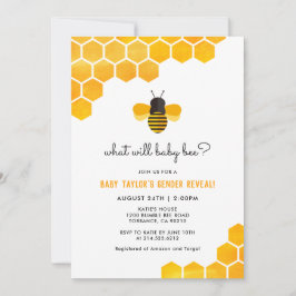 Klein honingbij geslacht onthulling baby shower kaart