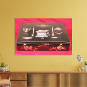 Klein houten hoesje, met vrijmetselaarssymbolen canvas afdruk (Insitu (Woonkamer))