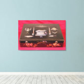 Klein houten hoesje, met vrijmetselaarssymbolen canvas afdruk (Insitu (Houten vloer))