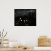 Klein huis bij nachtschilderen poster (Keuken)