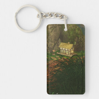 Klein huis in de Grote Bossen Acrylische Sleutelha Sleutelhanger