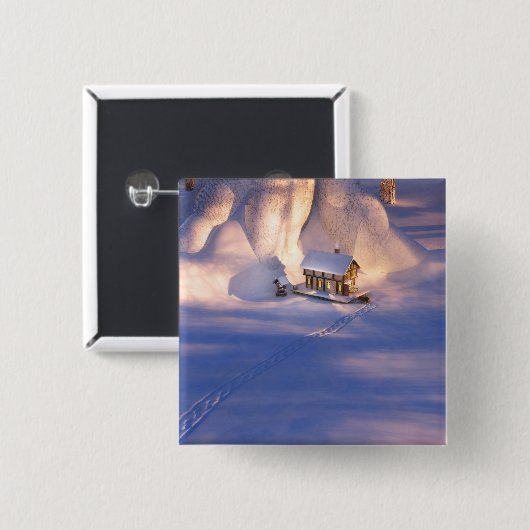 Klein huis in de sneeuwButton Vierkante Button 5,1 Cm (Voorkant /achterkant)