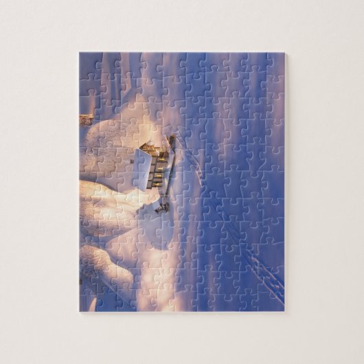 Klein huis in de sneeuwpuzzel legpuzzel (Verticaal)