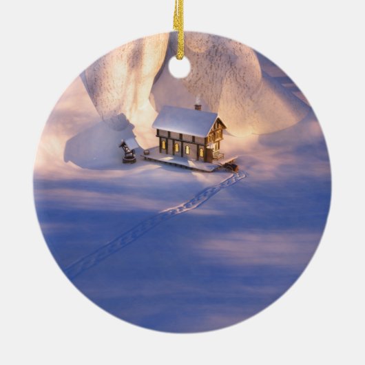 Klein huis in het sneeuwOrnament Keramisch Ornament (Achterkant)