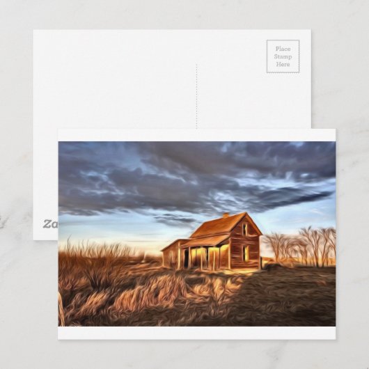 Klein huis in Prairies Briefkaart (Voorkant / Achterkant)