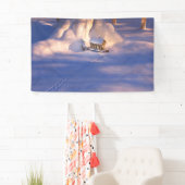 Klein huis in sneeuwbanner spandoek (Insitu)