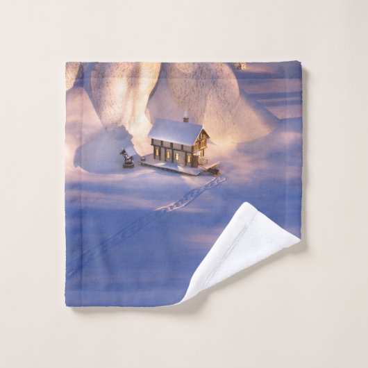 Klein huis in Sneeuwhanddoekset Bad Handdoek (Wasdoekje)