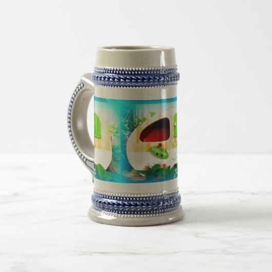 klein huis met gypsy caravan bierpul (Voorkant links)