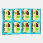 klein huis met gypsy caravan theedoek (Horizontaal)