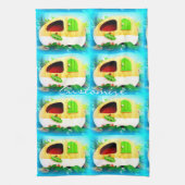 klein huis met gypsy caravan theedoek (Verticaal)