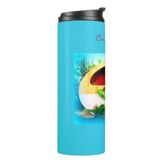 klein huis met gypsy caravan thermosbeker (Gedraaid links)