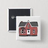Klein huis vierkante button 5,1 cm (Voorkant /achterkant)