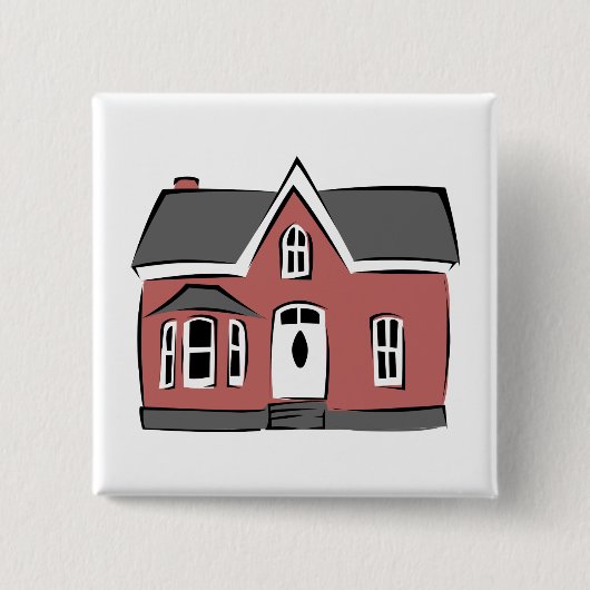 Klein huis vierkante button 5,1 cm (Voorkant)