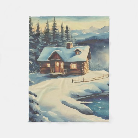 Klein huisje in de bossen fleece deken (Voorkant)