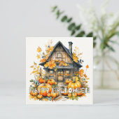 Klein huisje in de herfst Halloween Kaart (Staand voorkant)