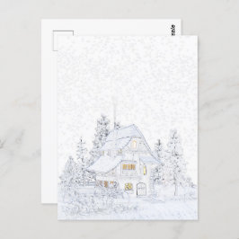 KLEIN HUISJE IN DE SNEEUW | Schilderbaar© Briefkaart