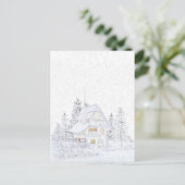 KLEIN HUISJE IN DE SNEEUW | Schilderbaar© Briefkaart (Staand voorkant)
