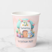 Klein huisje met draak 1e verjaardagsfeestje papieren bekers (Voorkant)