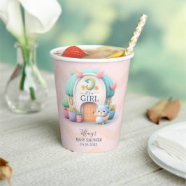 Klein huisje met draak Meisje Baby shower Papieren Bekers
