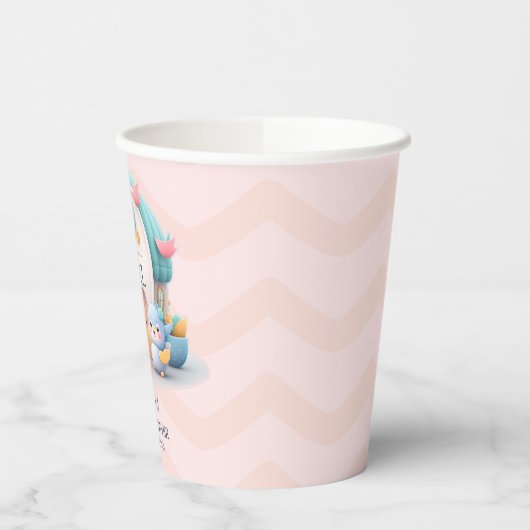 Klein huisje met draak Meisje Baby shower Papieren Bekers (Links)