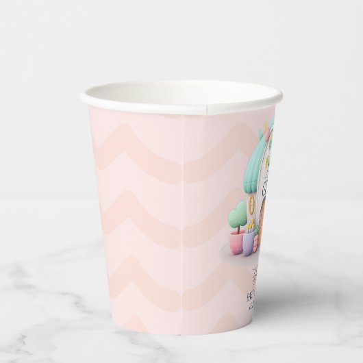 Klein huisje met draak Meisje Baby shower Papieren Bekers (Rechts)