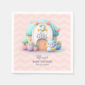 Klein huisje met draak Meisje Baby shower Servet (Voorkant)