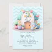 Klein huisje met dragon Boy Baby shower Kaart (Voorkant)