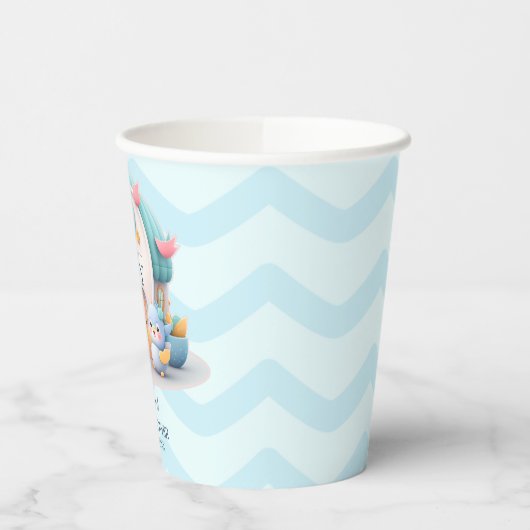 Klein huisje met dragon Boy Baby shower Papieren Bekers (Links)