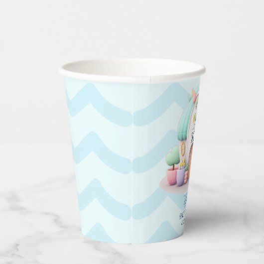 Klein huisje met dragon Boy Baby shower Papieren Bekers (Rechts)