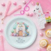 Klein huisje met dragon Boy Baby shower Papieren Bordje (Feest)