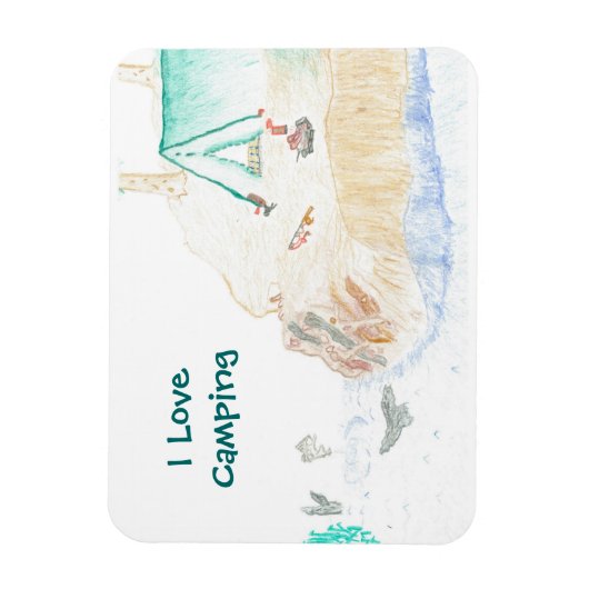 Klein Ik hou van Camping Magnet Magneet (Verticaal)