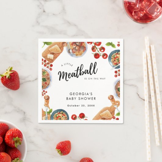 Klein Italiaans gehaktbal babyfeestje Servet (Insitu)