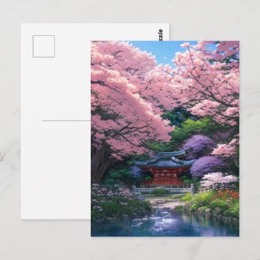 Klein Japans heiligdom in Sakura Shades Briefkaart (Voorkant / Achterkant)